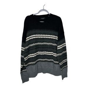 Allsaints Sweater Mens XXL Wool Blend Striped Casual